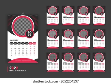 Fashion Model promotional new year wall calendar, elegant poster date planner, stylish 2022 desk calendar design vector