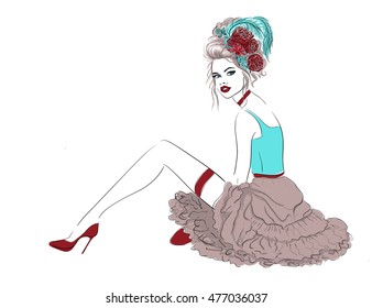 fashion model with red lips