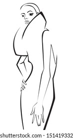 Fashion model. Scetch. Vector illustration