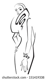 Fashion model. Scetch. Vector illustration