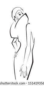 Fashion model. Scetch. Vector illustration