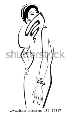 Fashion model. Scetch. Vector illustration