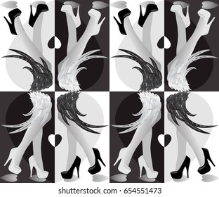 fashion model seamless pattern.Vector girls high heels.Fashion illustration.