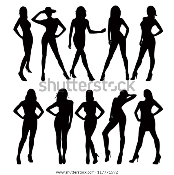 Fashion Model Silhouettes Stock Vector (Royalty Free) 117771592