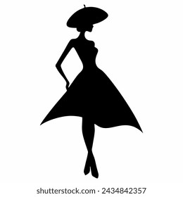 Fashion model sketch hand drawn flat illustration template, stylized silhouettes isolated . fashion silhouette. Vector fashion illustration. Fashion logo.