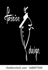 Fashion model sketch hand drawn, stylized woman silhouette isolated. Vector fashion illustration.
