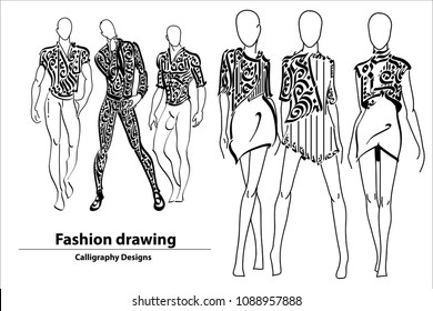 Fashion Model Vector Calligraphy Design Stock Vector (Royalty Free ...