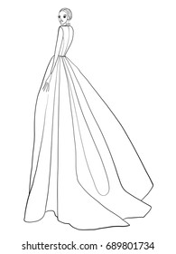 Fashion model, vector illustration, clothes, lines, girl 