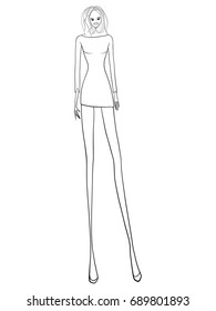 Fashion model, vector illustration, clothes, lines, girl 