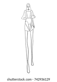 Fashion model, woman, posing, vector illustration 