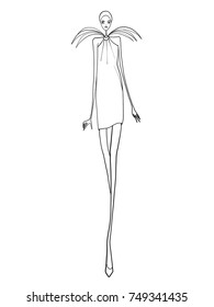 Fashion model, woman, posing, vector illustration 