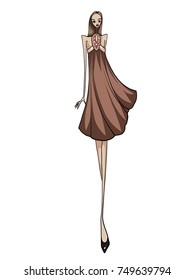 Fashion model, woman, posing, vector illustration   