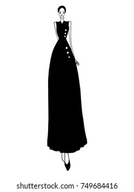 Fashion model, woman, posing, vector illustration  