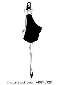 Fashion model, woman, posing, vector illustration   
