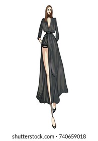 Fashion model, woman, vector illustration, posing