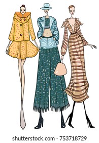 Fashion model, women, posing, vector illustration 