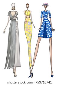 Fashion model, women, posing, vector illustration 