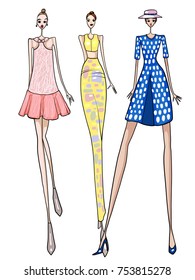 Fashion model, women, posing, vector illustration 