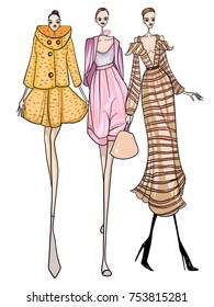 Fashion model, women, posing, vector illustration 