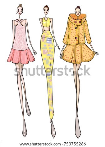Fashion model, women, posing, vector illustration 