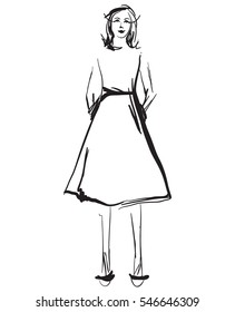 Fashion models in the dress sketch