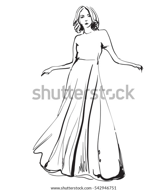 Fashion Models Dress Sketch Stock Vector (Royalty Free) 542946751