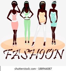 Fashion Models Posing Stock Vector (Royalty Free) 188966087 | Shutterstock