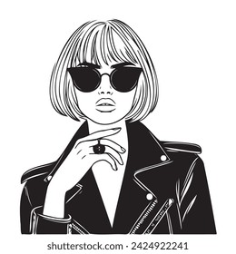 Fashion models silhouettes, hand drawn sketch. Abstract female portraits, contemporary design, vector illustration