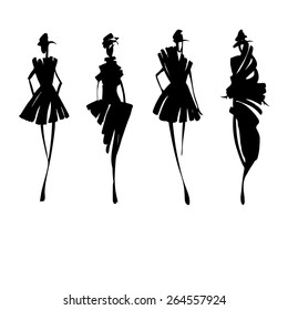 Fashion models silhouettes , vector illustration 