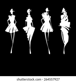 Fashion models silhouettes , vector illustration 