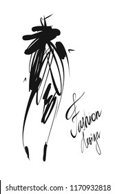 Fashion models sketch hand drawn , stylized silhouettes isolated. Vector fashion illustration .