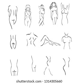 Fashion models sketch. Hand drawn cartoon girl in doodles style