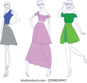 Fashion models Sketch vector art