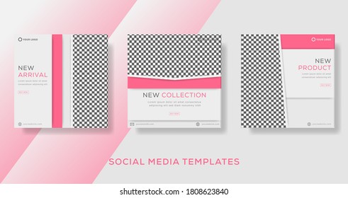 Fashion modern banner template post. pink color premium vector