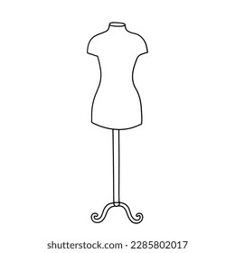 Fashion modern clothes hanger, dummy. Vector doodle outline illustration isolated on white