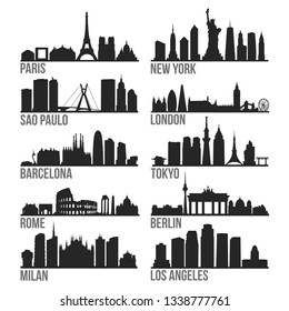 Fashion Most Famous Skyline City Silhouette Design Collection Set Pack