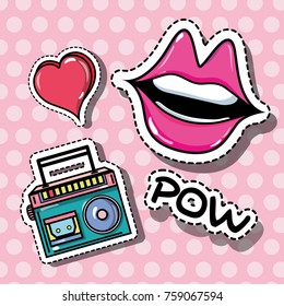 fashion mouth and radio pop art patches