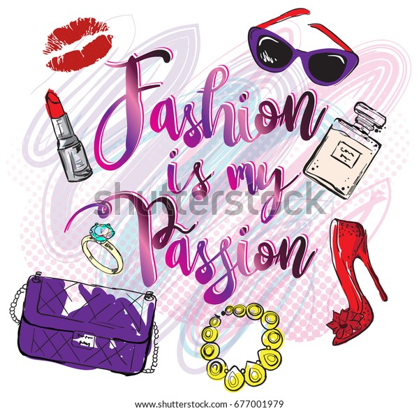 Fashion My Passion Girlish T Shirt Lagervektor Royaltyfri 677001979 