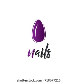 Fashion nails logo, symbol. For the beauty salon, modern manicure icon, fashion, minimal. Purple color.