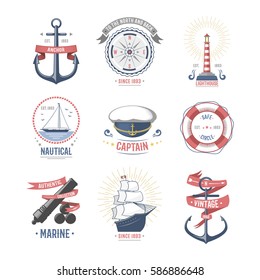 Fashion nautical and marine sailing themed label vector.