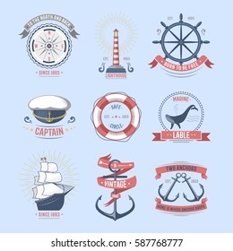 Fashion nautical and marine sailing themed label vector.