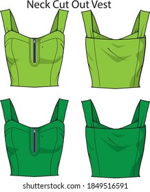 fashion Neck Cut Out Vest vector template