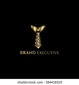 Fashion neck tie golden vector logo design template