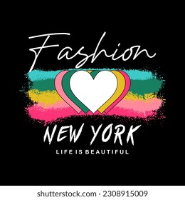 La vida de moda en Nueva York es un hermoso eslogan de ilustración tipográfica para estampados de camisetas, afiches y otros usos.