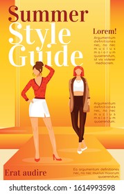 Fashion News Magazine Cover Template. Runway Models Outfits. Journal Mockup Design. Vector Page Layout With Flat Character. Summer Style Guide Advertising Cartoon Illustration With Text Space