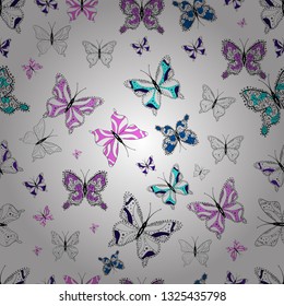 Fashion nice fabric design. Picture on black, white and neutral colors. Vector illustration. Decorative hand drawn butterflies.