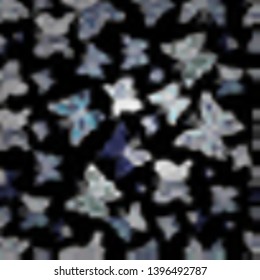 Fashion nice fabric design. Picture on black, neutral and violet colors. Decorative hand drawn butterflies. Vector illustration.