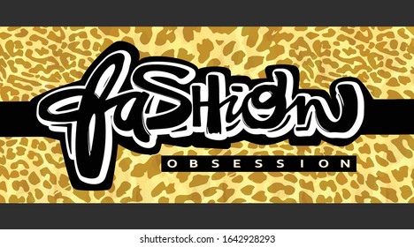 Fashion Obsession t-shirt doodle print in graffiti urban style.