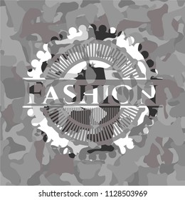 Fashion on grey camouflage texture