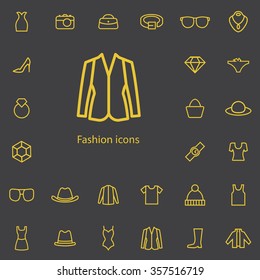 fashion outline, thin, flat, digital icon set for web and mobile